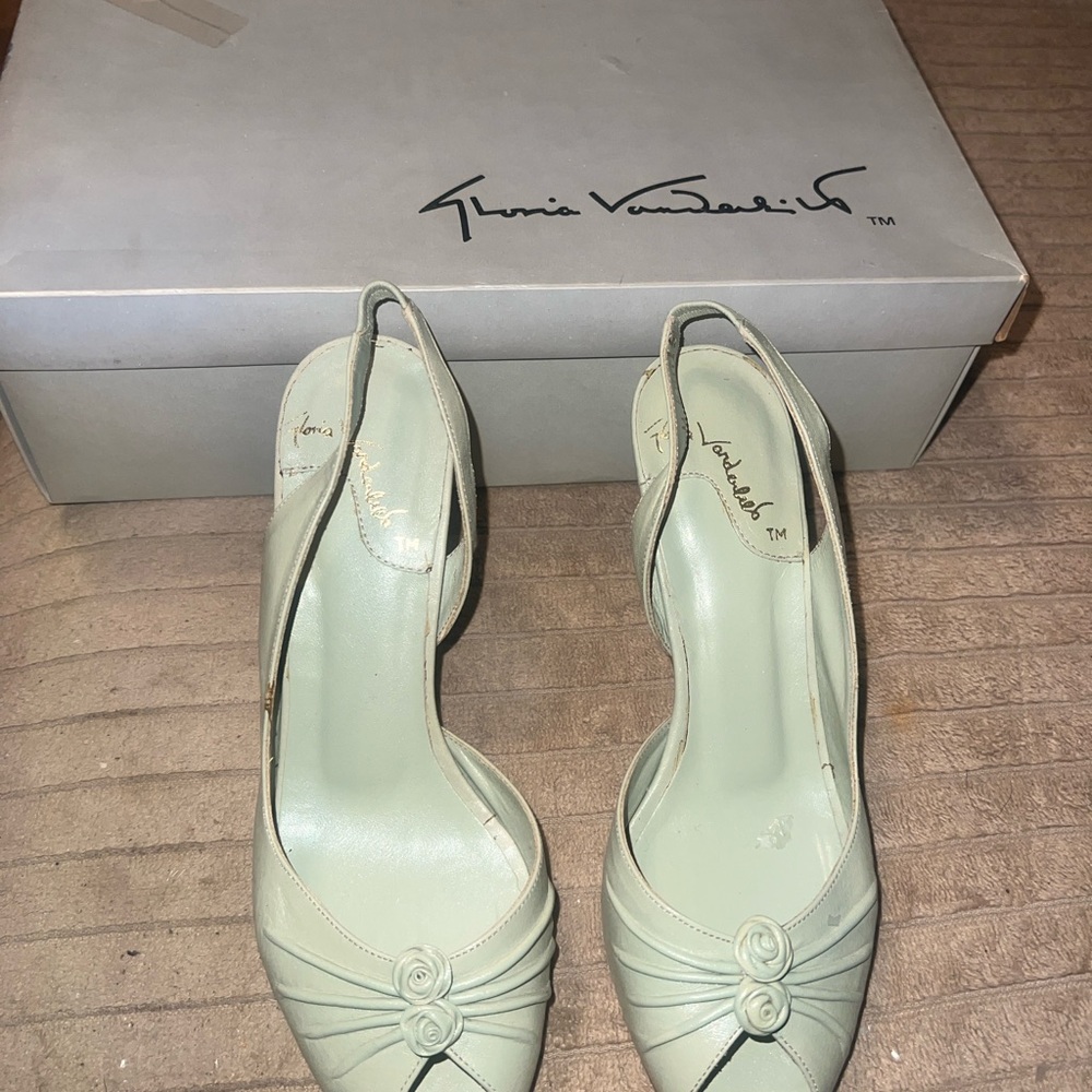 Gloria Vanderbilt Women's Mint Green Heels Shoes 5 vintage 80s